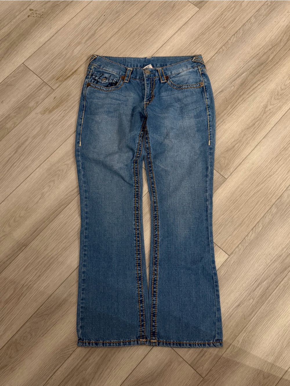 True Religion Joey Super T Flared Blue Denim Wash Jeans